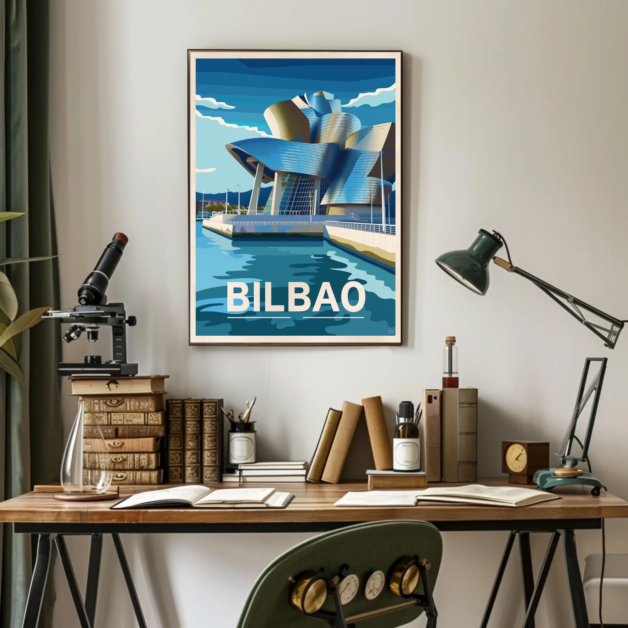 Bilbao Architectural Marvel in Vibrant Artistic Poster PosterGoat