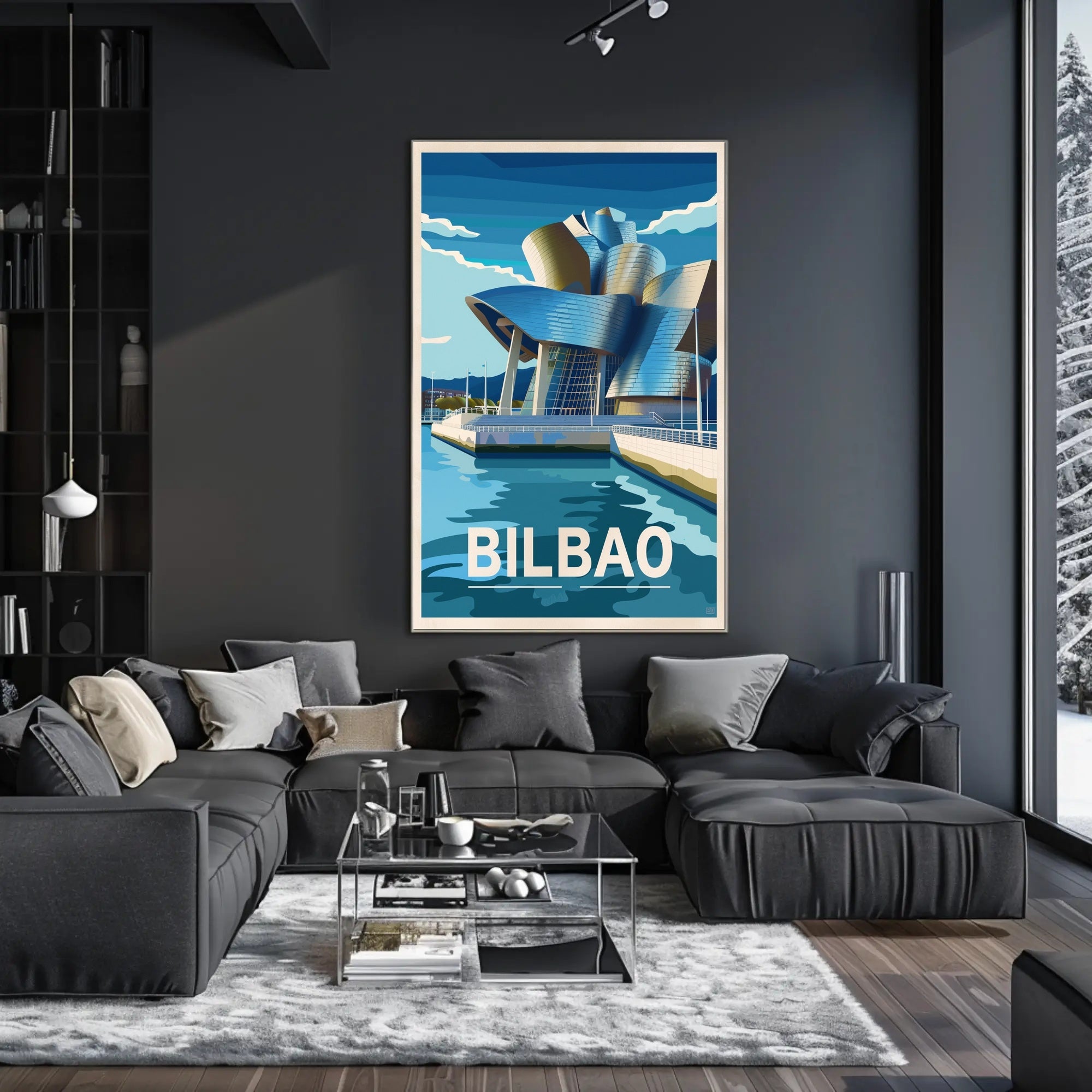 Bilbao Architectural Marvel in Vibrant Artistic Poster PosterGoat