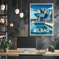 Bilbao Architectural Marvel in Vibrant Artistic Poster PosterGoat