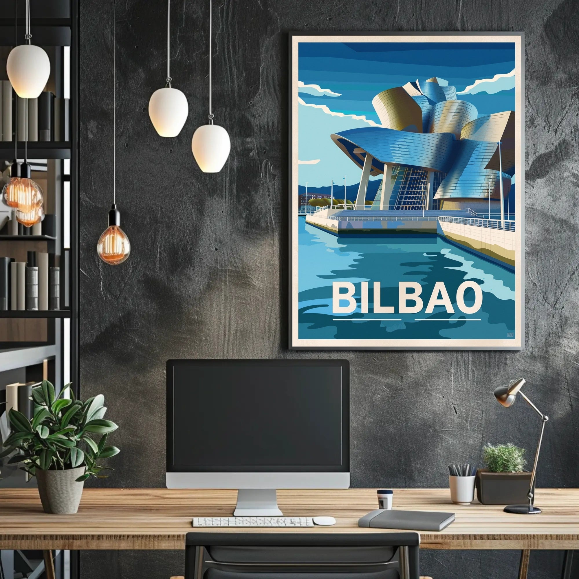 Bilbao Architectural Marvel in Vibrant Artistic Poster PosterGoat