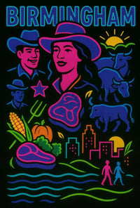 Birmingham Urban-Rural Fusion Abstract Artistic Poster PosterGoat