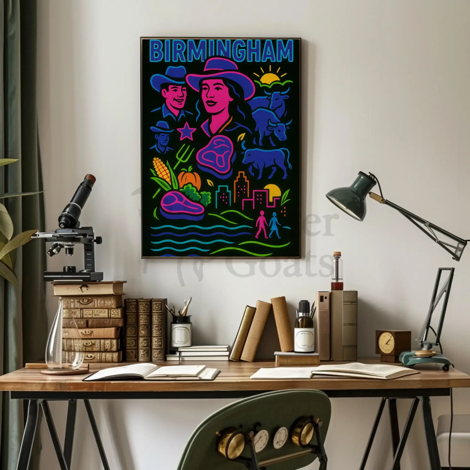 Birmingham Urban-Rural Fusion Abstract Artistic Poster PosterGoat