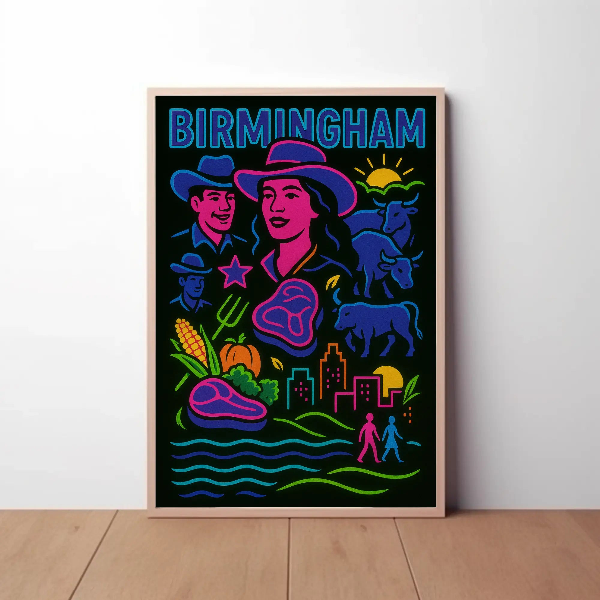 Birmingham Urban-Rural Fusion Abstract Artistic Poster PosterGoat