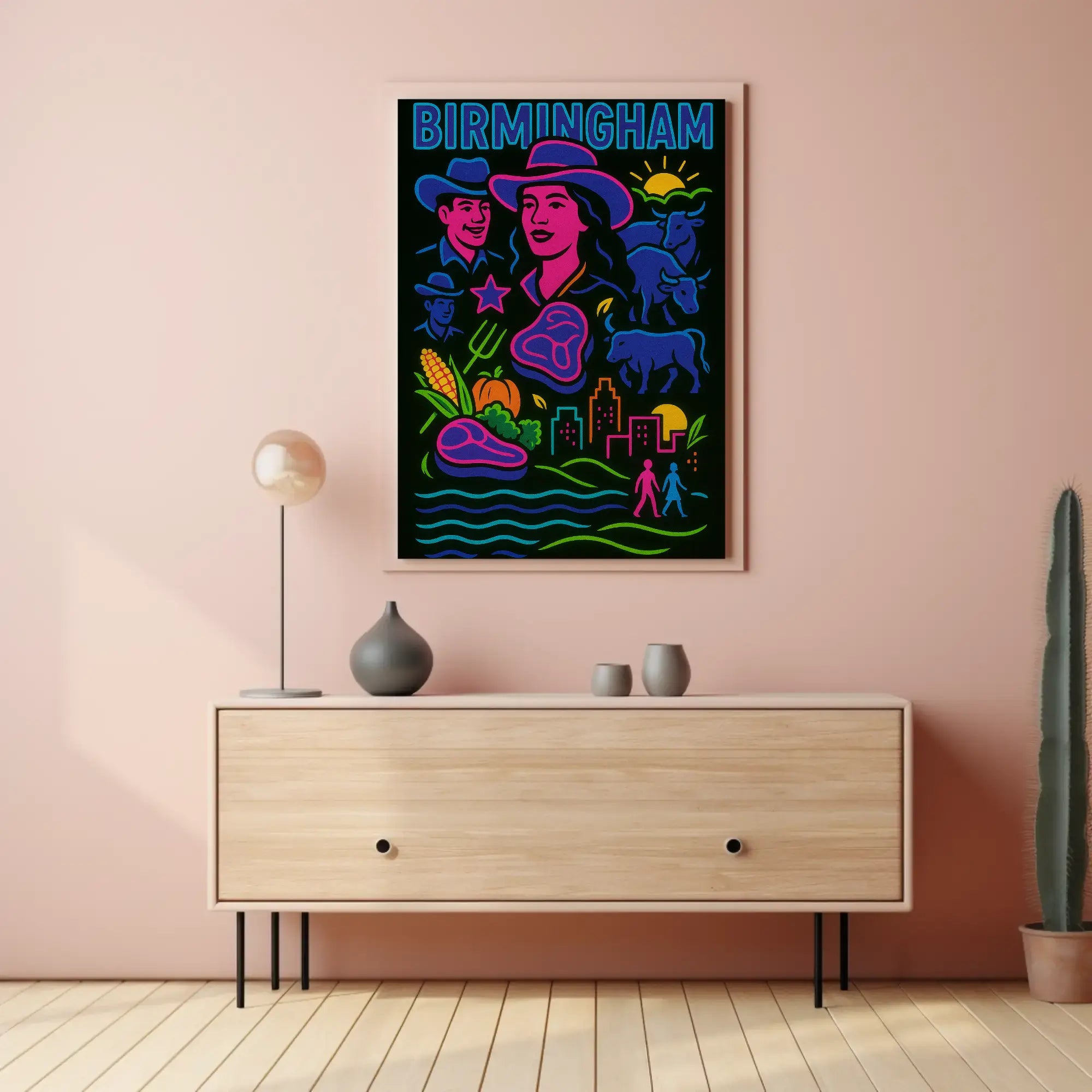 Birmingham Urban-Rural Fusion Abstract Artistic Poster PosterGoat