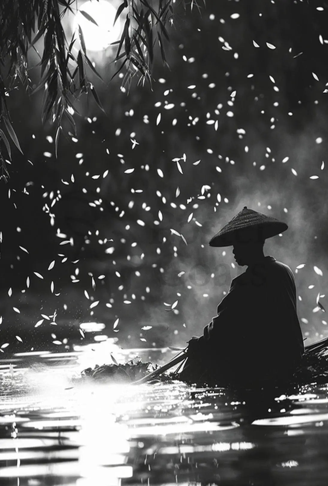 Black and White Tranquil Scene Cultural Heritage Poster PosterGoat