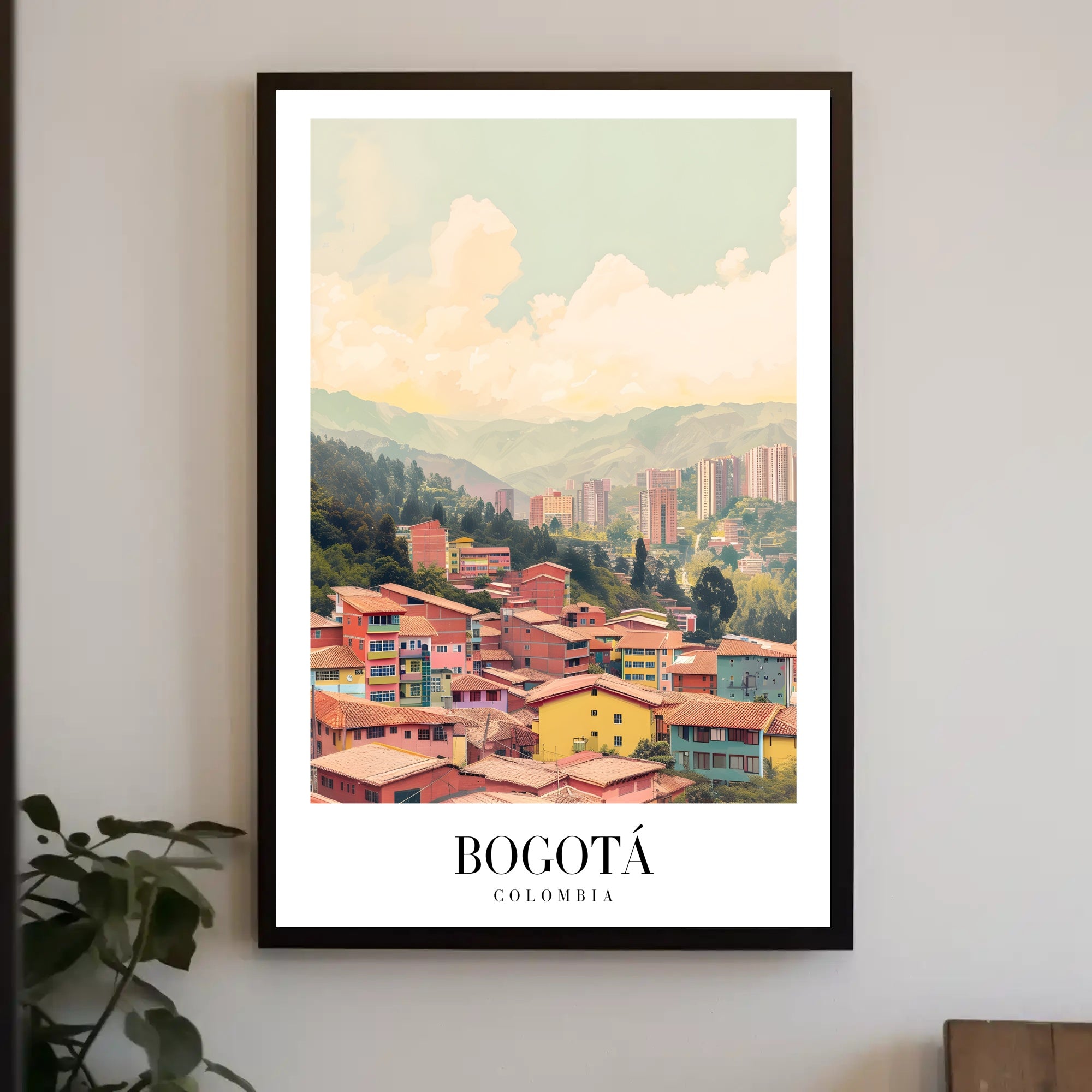 Bogotá's Vibrant Cityscape Against Green Mountains Urban Poster PosterGoat