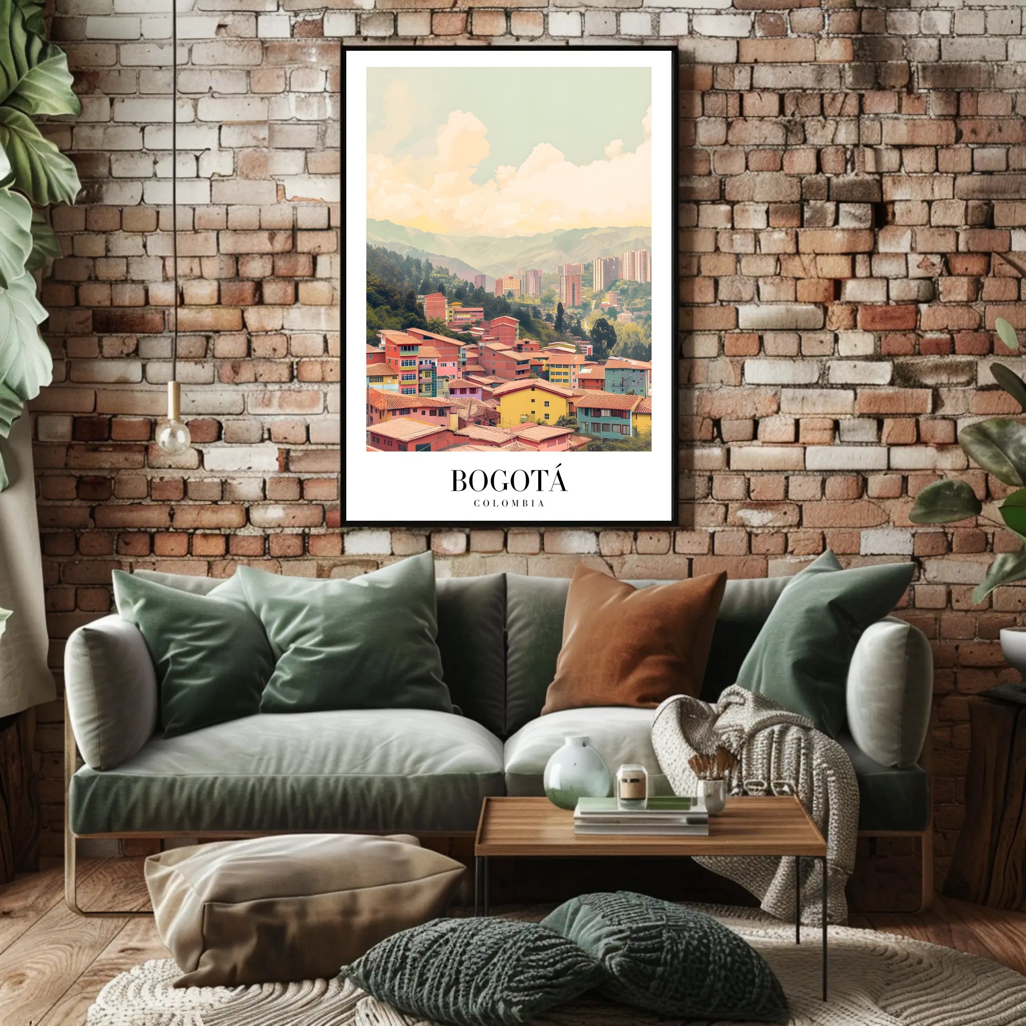 Bogotá's Vibrant Cityscape Against Green Mountains Urban Poster PosterGoat
