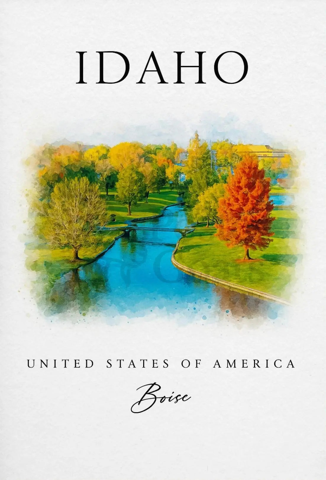 Boise Idaho Autumn Scene Travel Poster PosterGoat