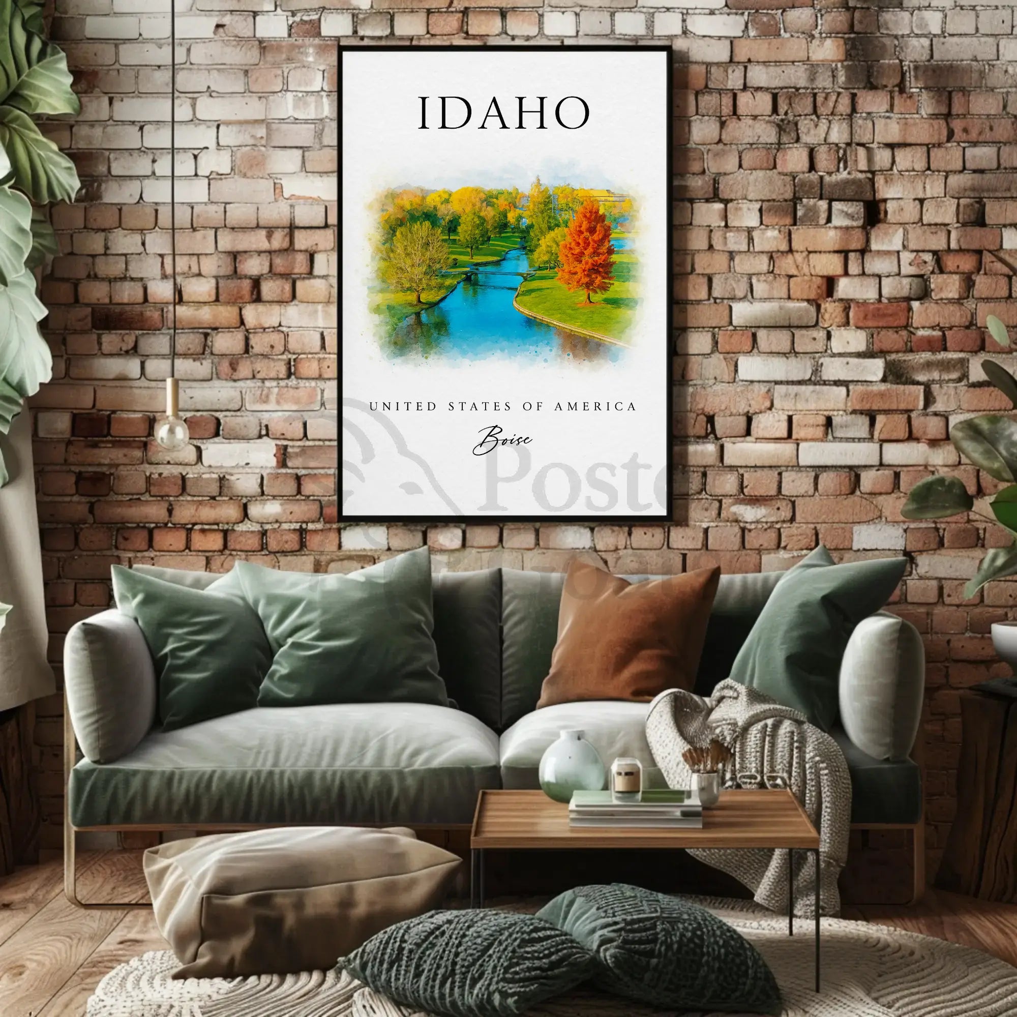 Boise Idaho Autumn Scene Travel Poster PosterGoat