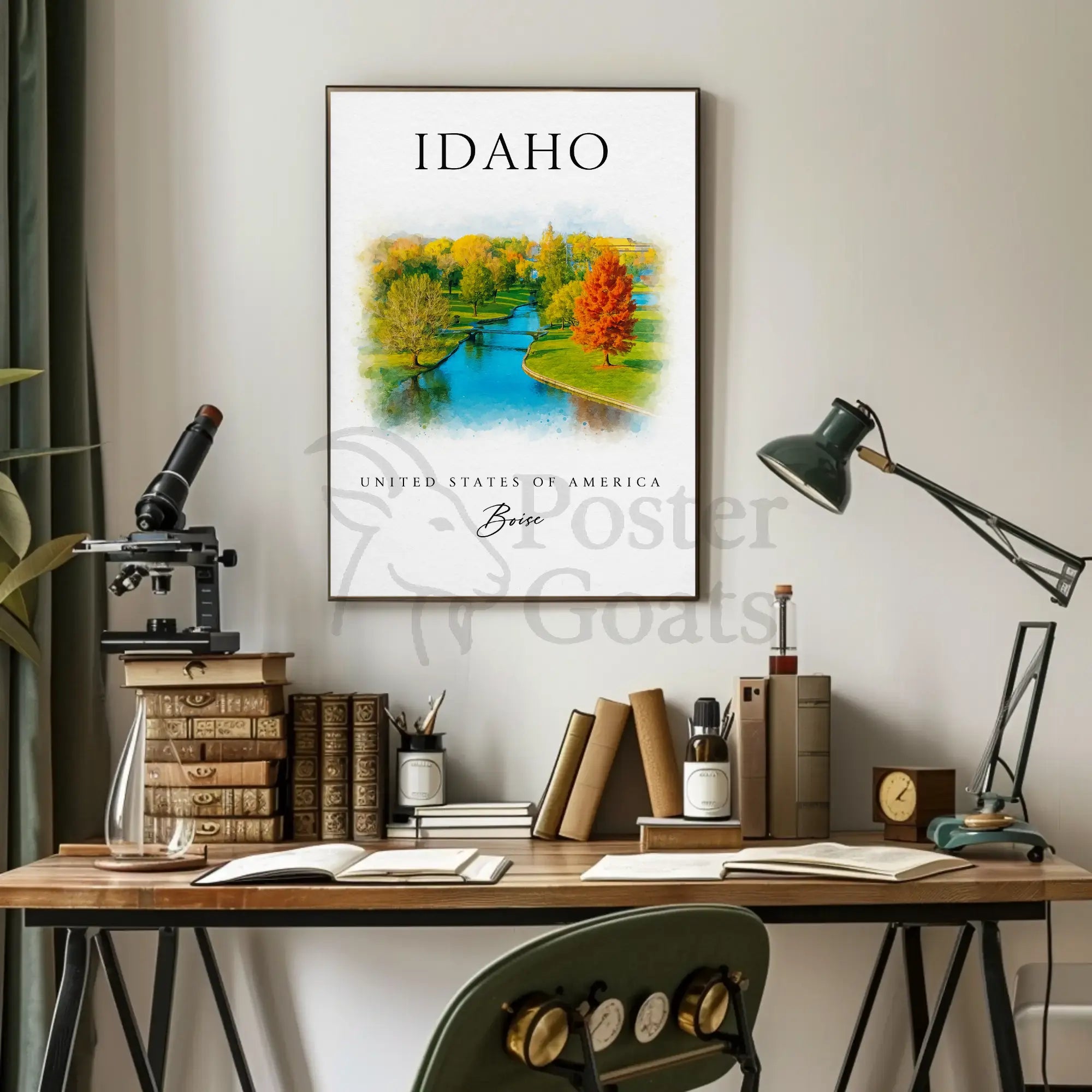 Boise Idaho Autumn Scene Travel Poster PosterGoat