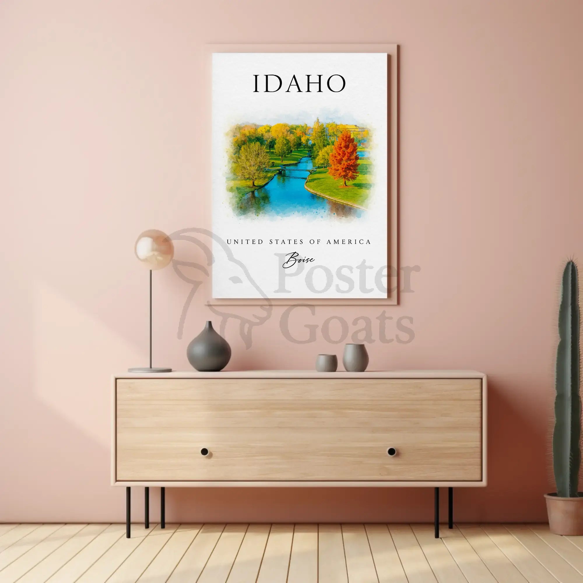 Boise Idaho Autumn Scene Travel Poster PosterGoat