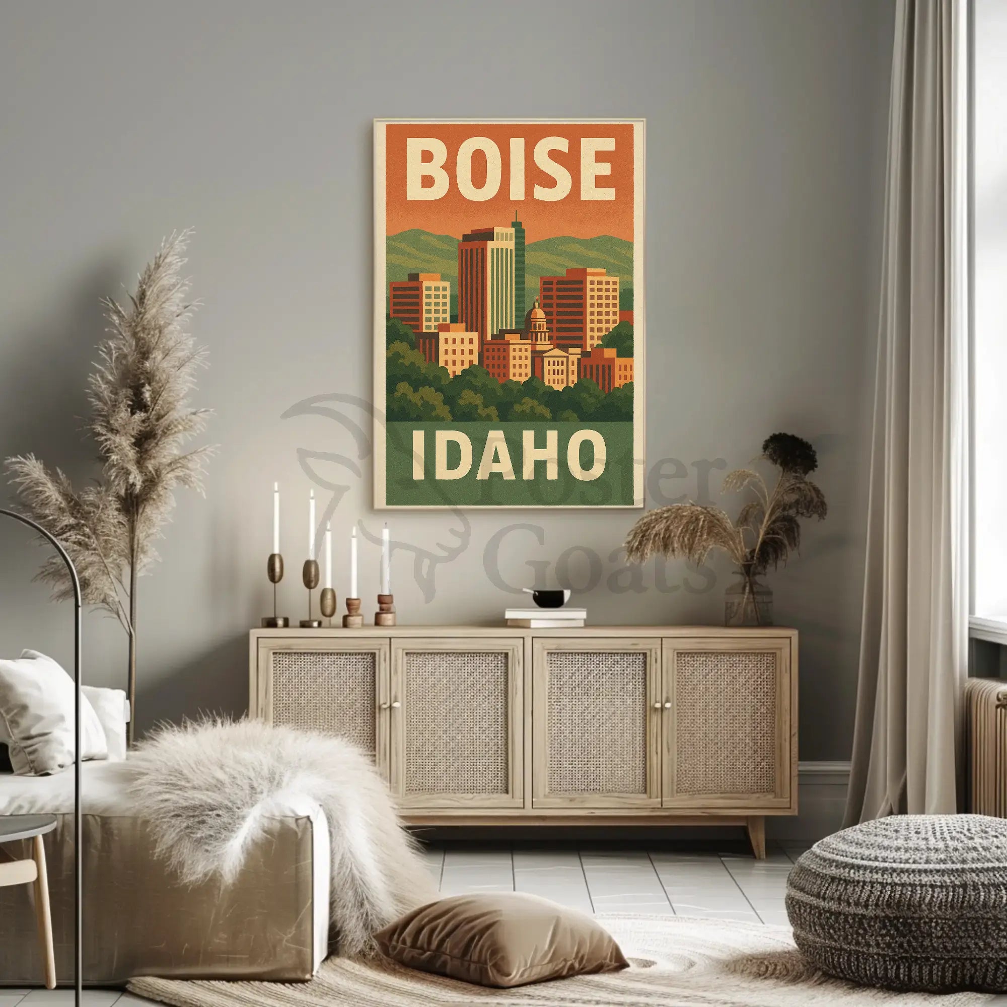Boise Idaho Vintage Travel Poster PosterGoat