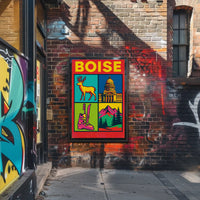 Boise Vibrant Pop-Art Cityscape Travel Poster PosterGoat