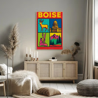 Boise Vibrant Pop-Art Cityscape Travel Poster PosterGoat