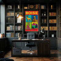 Boise Vibrant Pop-Art Cityscape Travel Poster PosterGoat
