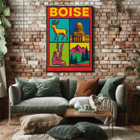 Boise Vibrant Pop-Art Cityscape Travel Poster PosterGoat