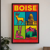 Boise Vibrant Pop-Art Cityscape Travel Poster PosterGoat