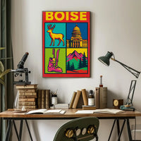 Boise Vibrant Pop-Art Cityscape Travel Poster PosterGoat
