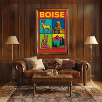 Boise Vibrant Pop-Art Cityscape Travel Poster PosterGoat