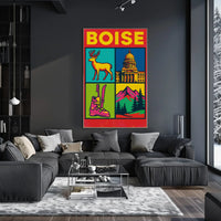 Boise Vibrant Pop-Art Cityscape Travel Poster PosterGoat