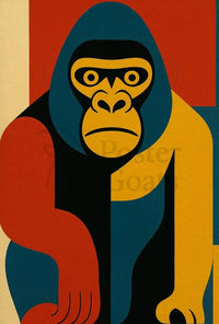 Bold Geometric Gorilla Art, Abstract Animal Poster PosterGoat