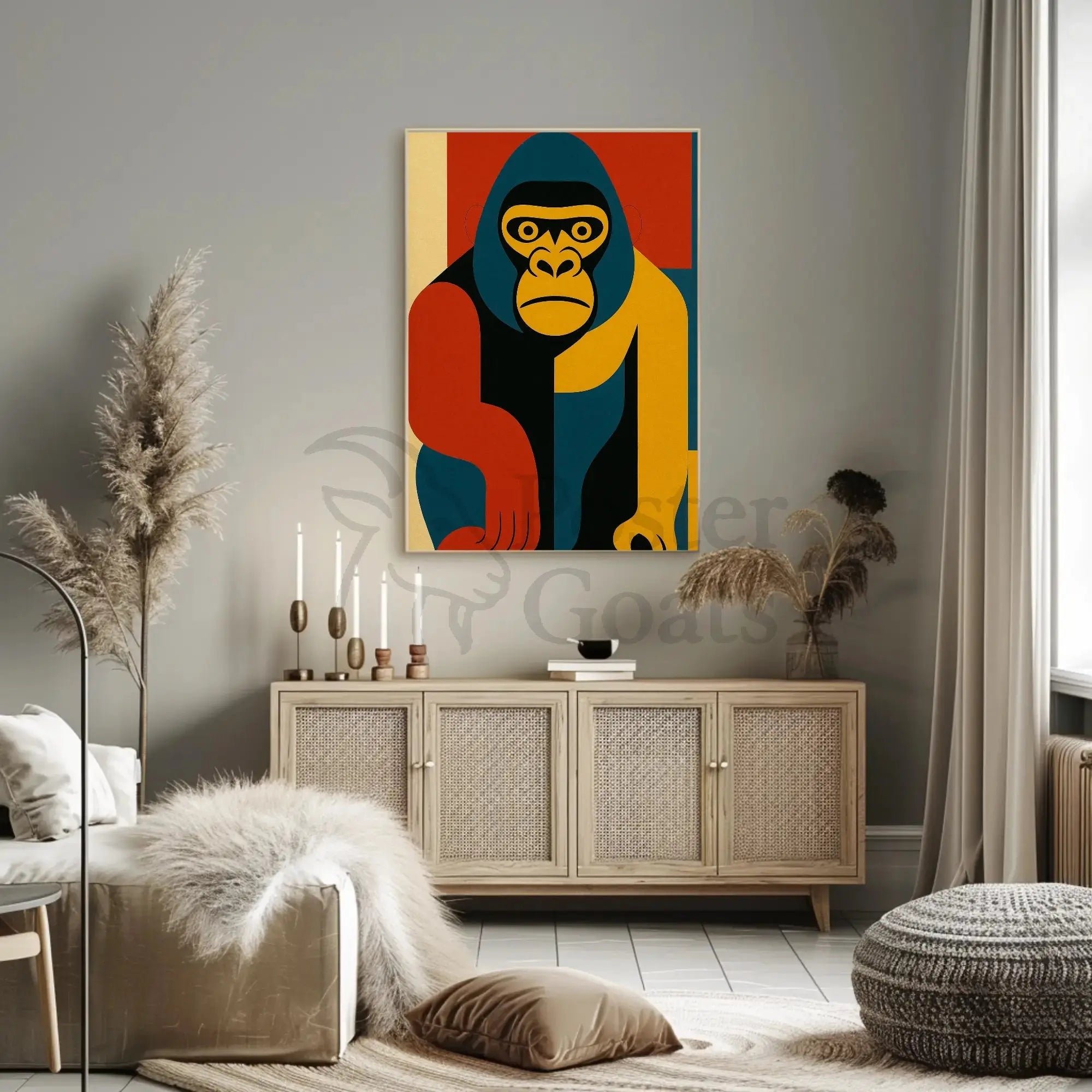 Bold Geometric Gorilla Art, Abstract Animal Poster PosterGoat