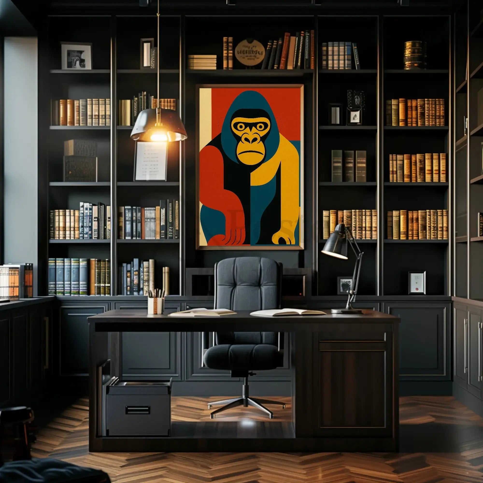 Bold Geometric Gorilla Art, Abstract Animal Poster PosterGoat