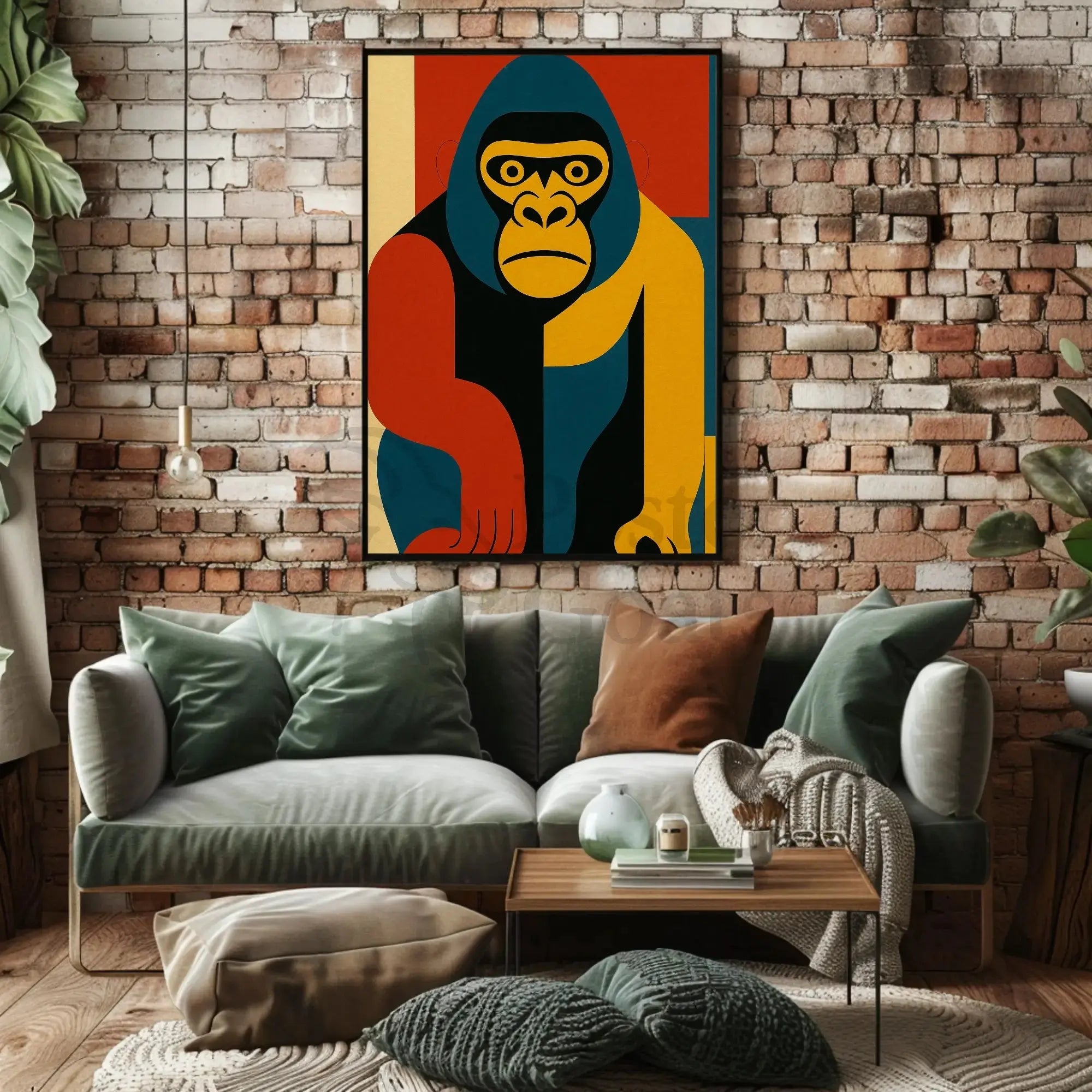 Bold Geometric Gorilla Art, Abstract Animal Poster PosterGoat