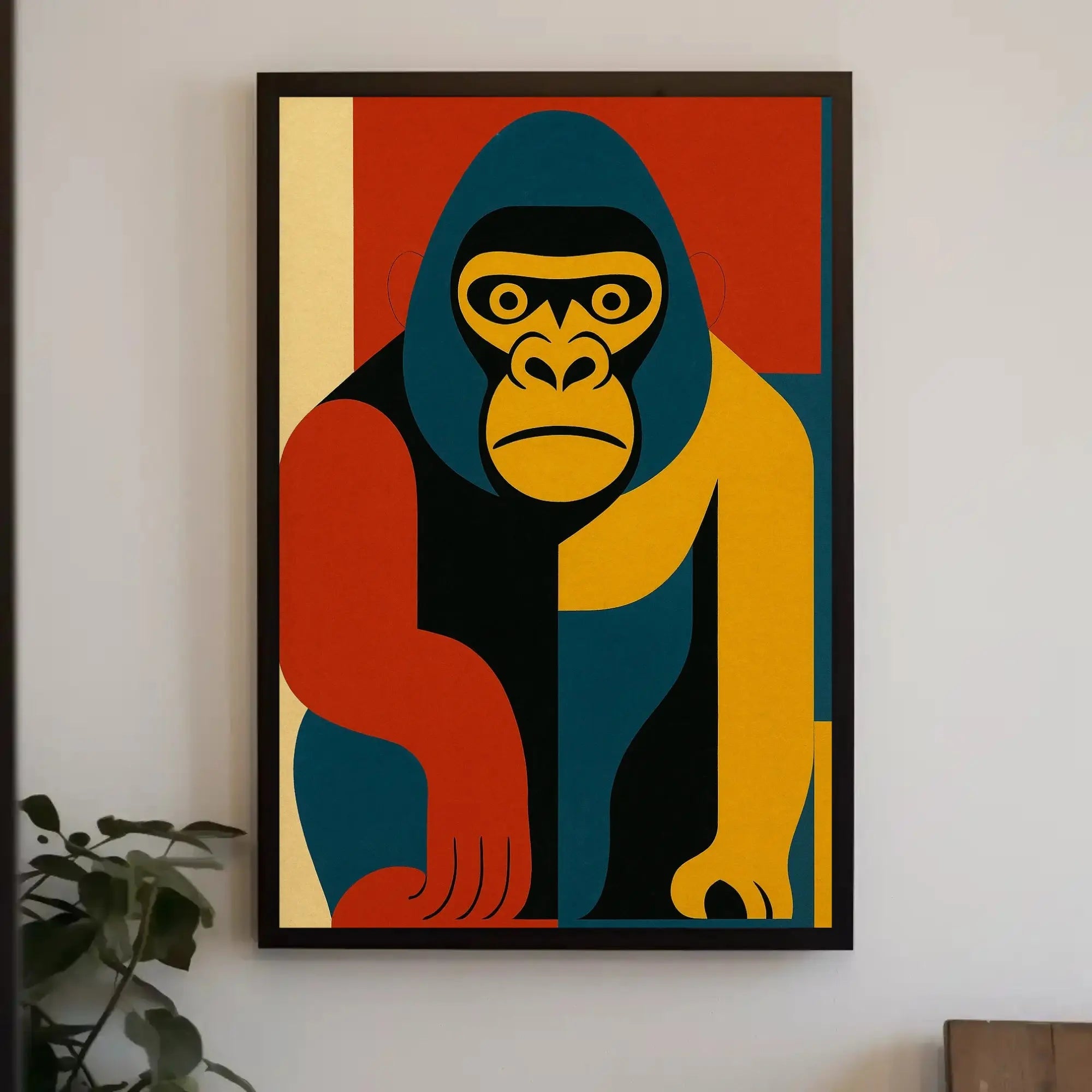 Bold Geometric Gorilla Art, Abstract Animal Poster PosterGoat