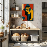 Bold Geometric Gorilla Art, Abstract Animal Poster PosterGoat