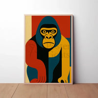 Bold Geometric Gorilla Art, Abstract Animal Poster PosterGoat