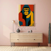 Bold Geometric Gorilla Art, Abstract Animal Poster PosterGoat