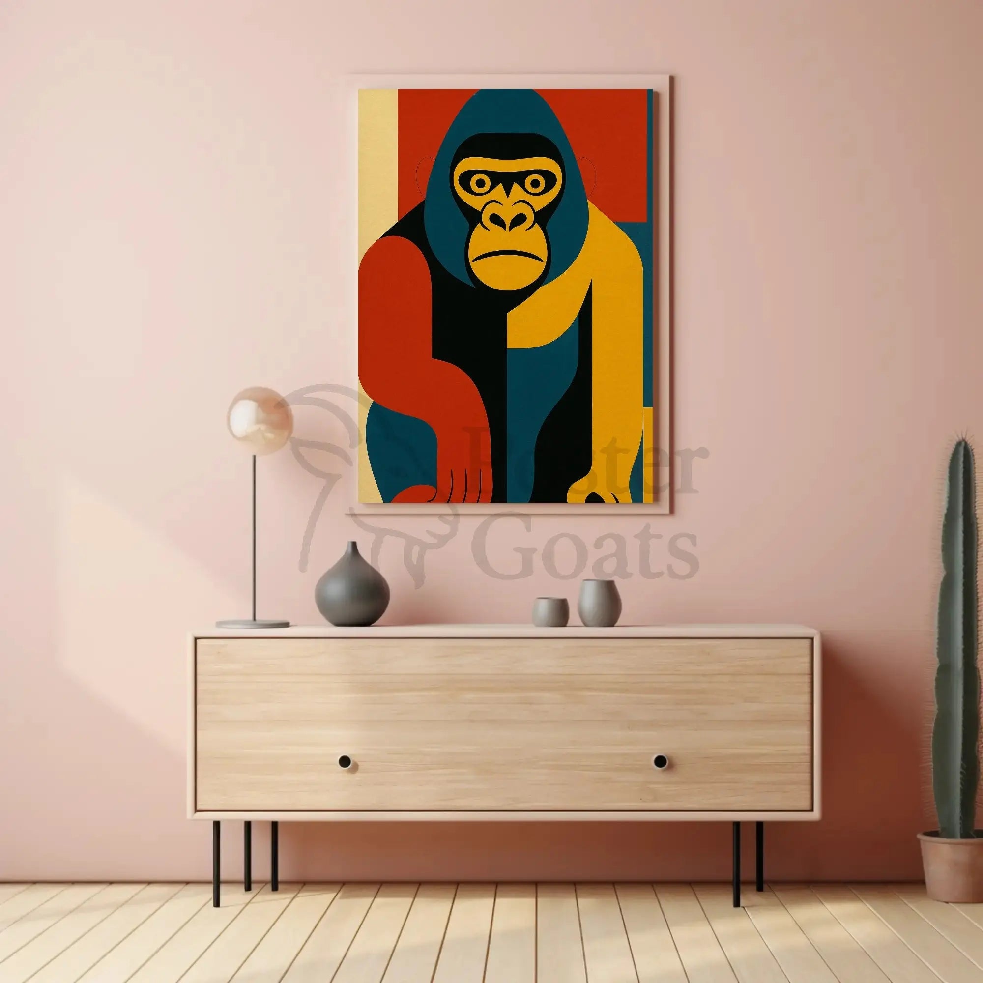 Bold Geometric Gorilla Art, Abstract Animal Poster PosterGoat