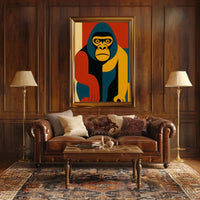 Bold Geometric Gorilla Art, Abstract Animal Poster PosterGoat