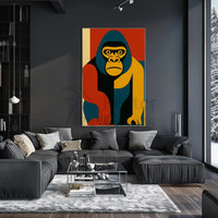 Bold Geometric Gorilla Art, Abstract Animal Poster PosterGoat