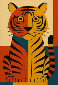 Bold Geometric Tiger Illustration Abstract Animal Poster PosterGoat