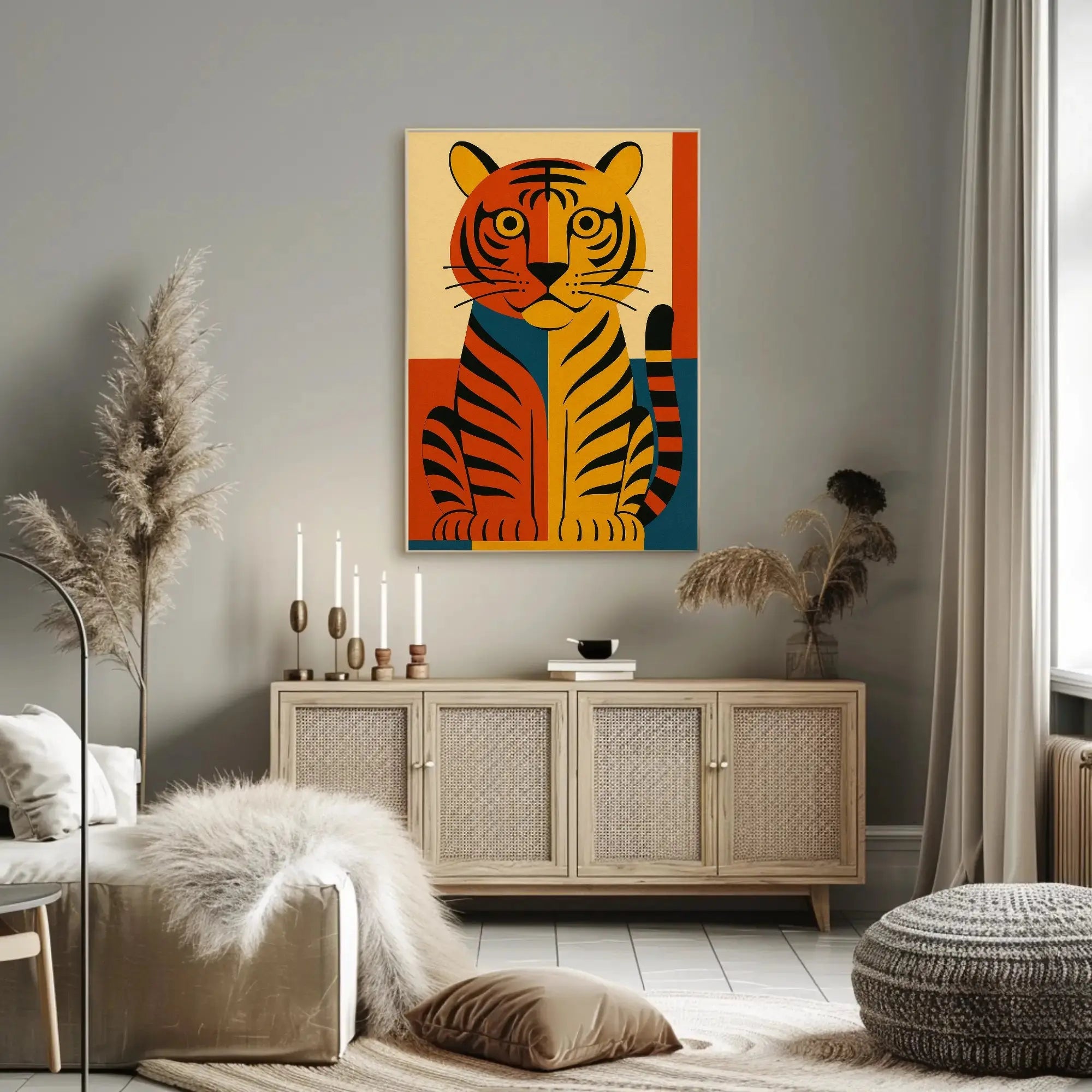 Bold Geometric Tiger Illustration Abstract Animal Poster PosterGoat