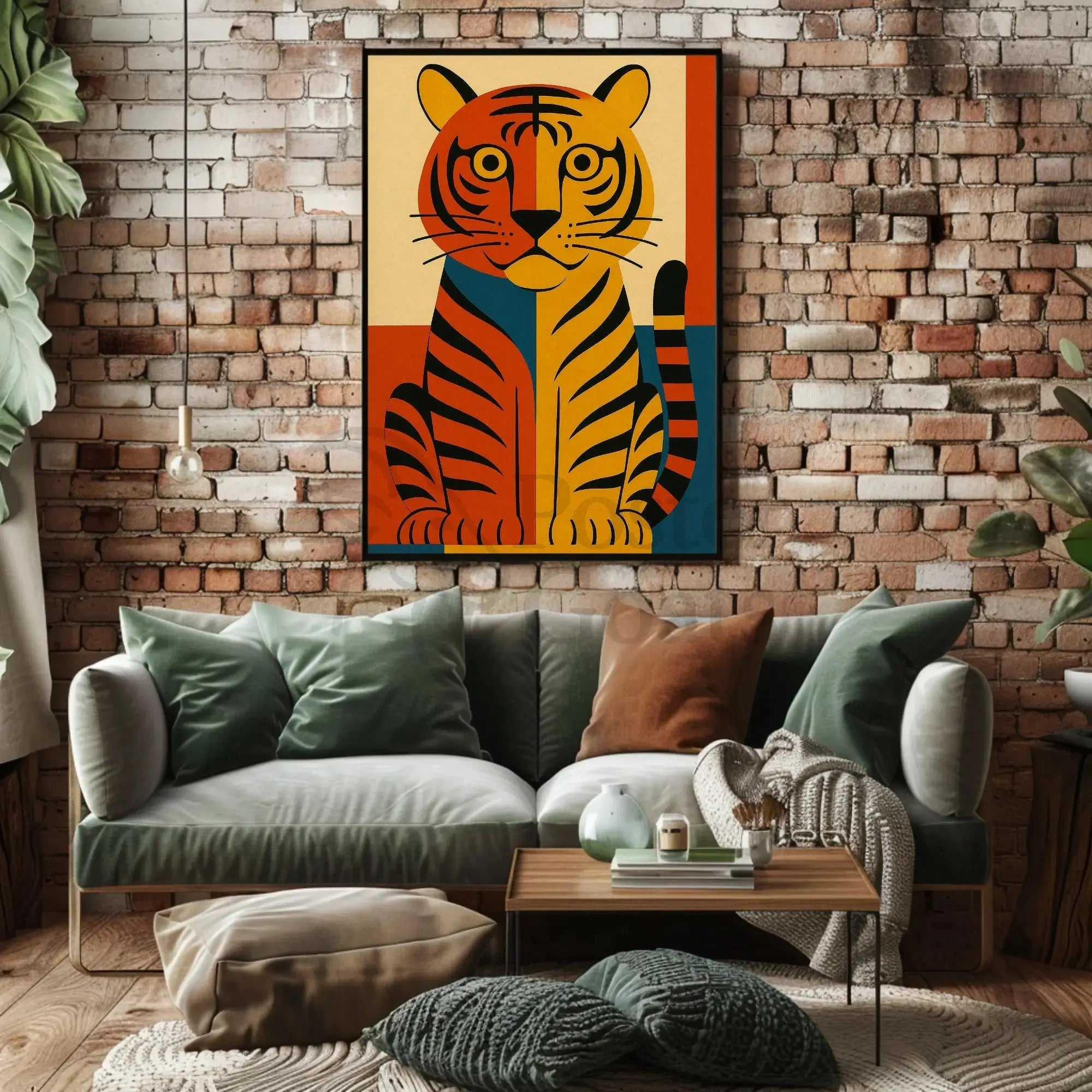 Bold Geometric Tiger Illustration Abstract Animal Poster PosterGoat