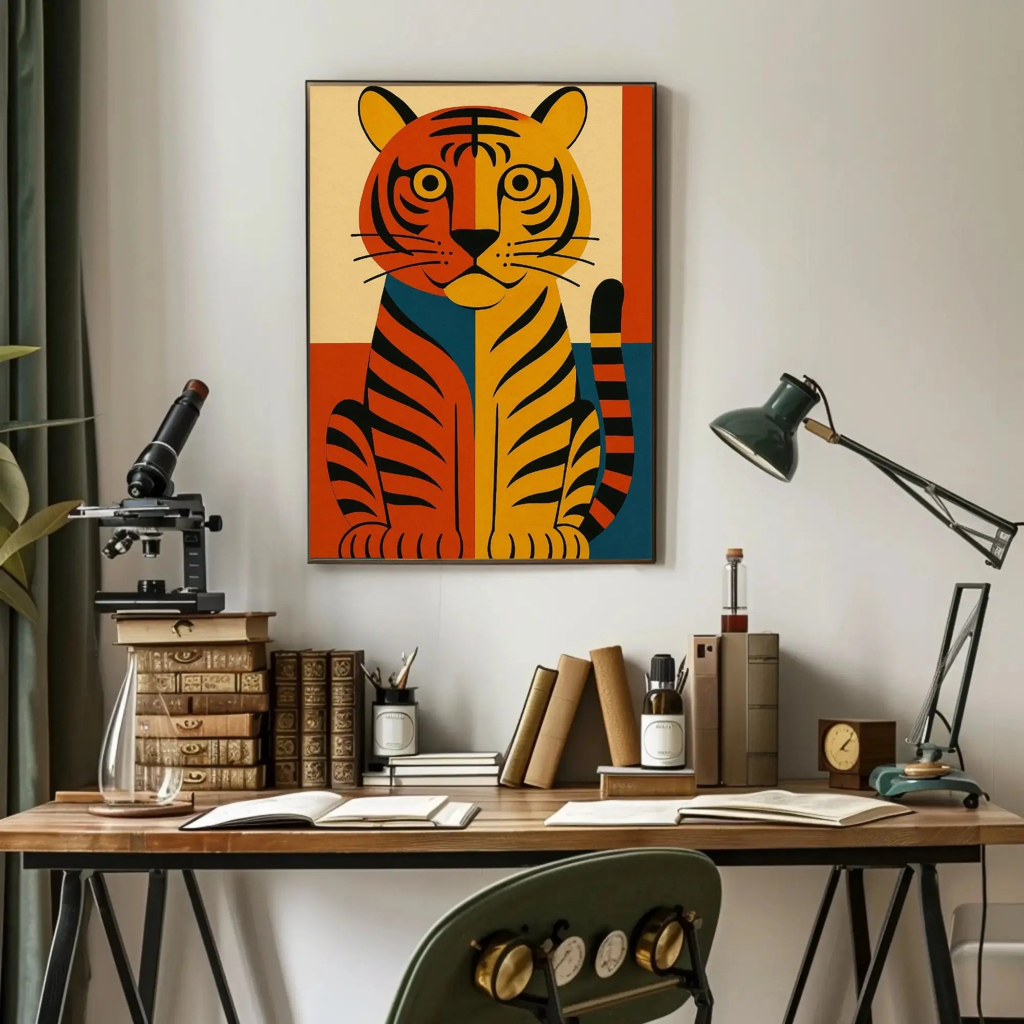 Bold Geometric Tiger Illustration Abstract Animal Poster PosterGoat