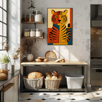 Bold Geometric Tiger Illustration Abstract Animal Poster PosterGoat