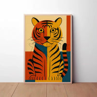 Bold Geometric Tiger Illustration Abstract Animal Poster PosterGoat