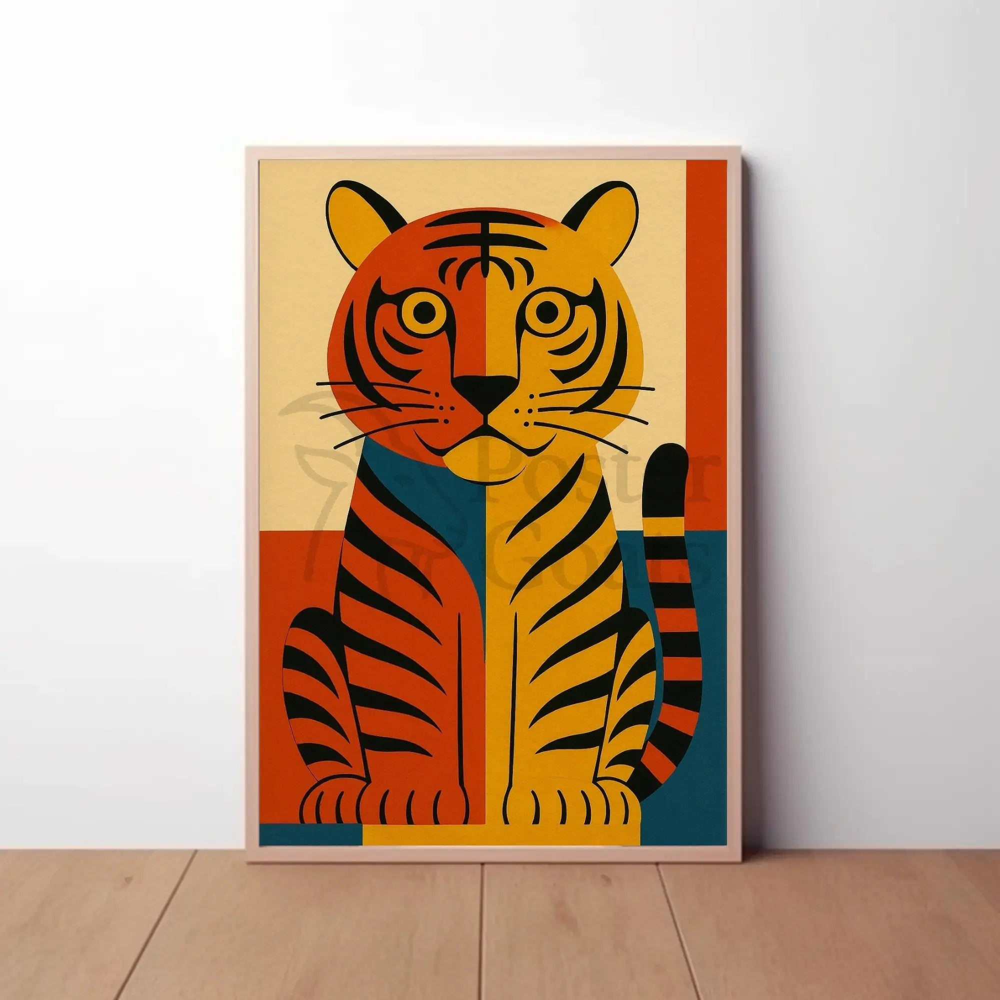 Bold Geometric Tiger Illustration Abstract Animal Poster PosterGoat