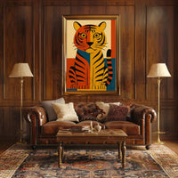 Bold Geometric Tiger Illustration Abstract Animal Poster PosterGoat