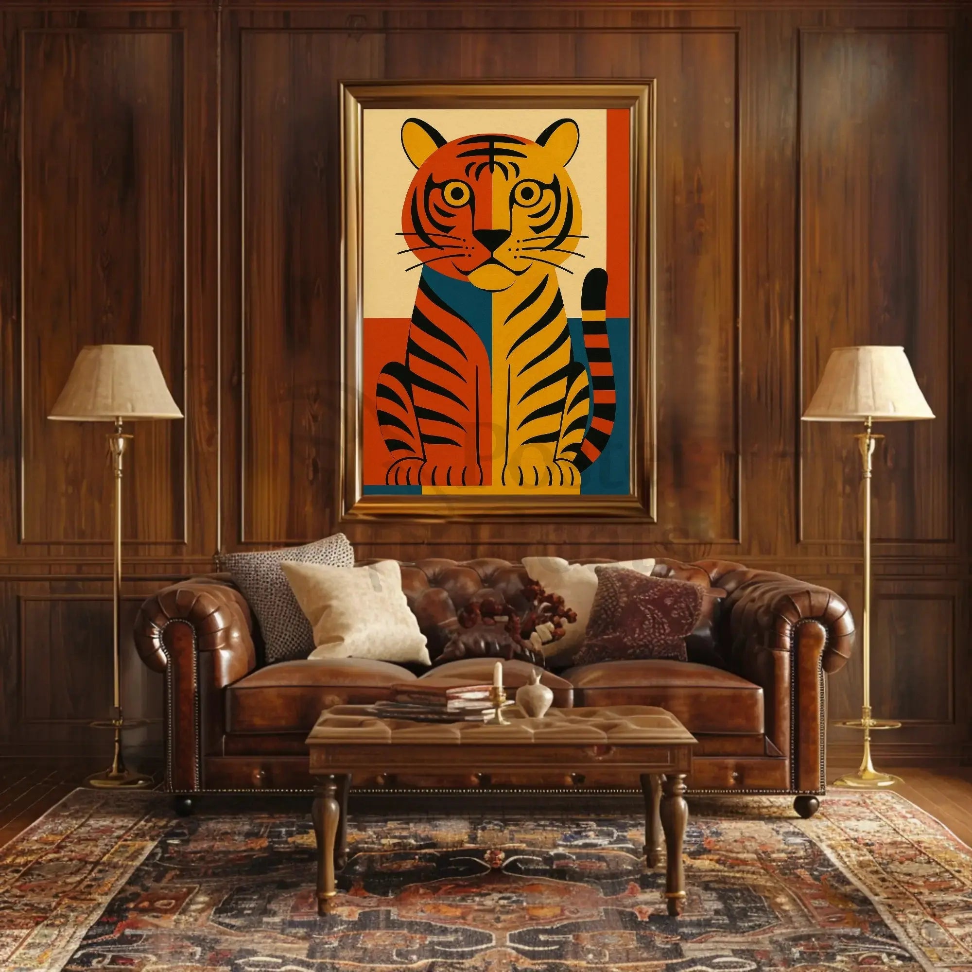 Bold Geometric Tiger Illustration Abstract Animal Poster PosterGoat
