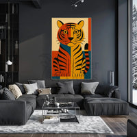 Bold Geometric Tiger Illustration Abstract Animal Poster PosterGoat