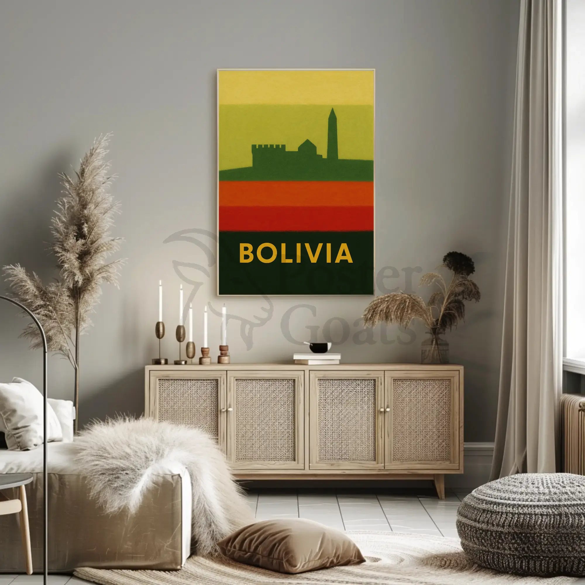 Bolivia Architecture Silhouette in Vibrant Colors Travel Poster PosterGoat