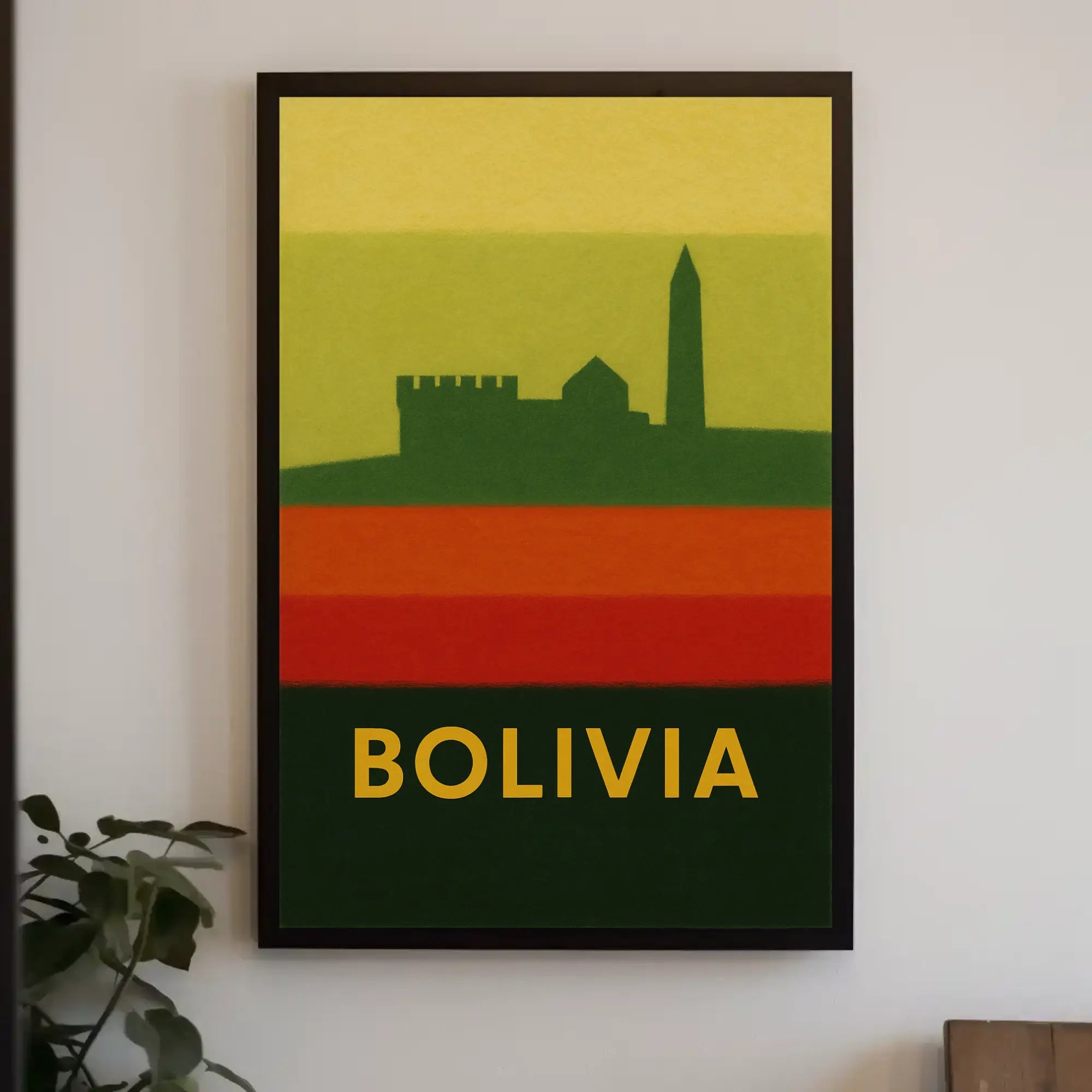 Bolivia Architecture Silhouette in Vibrant Colors Travel Poster PosterGoat