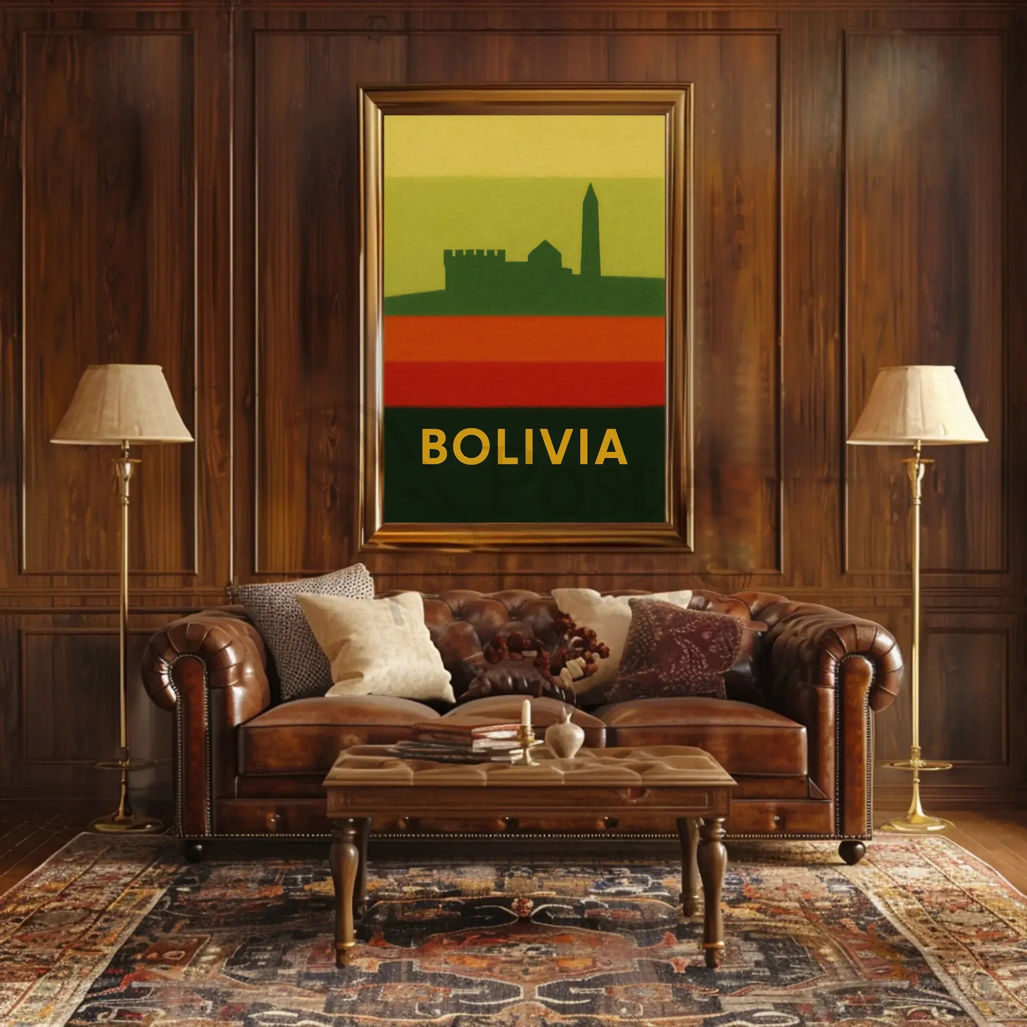 Bolivia Architecture Silhouette in Vibrant Colors Travel Poster PosterGoat