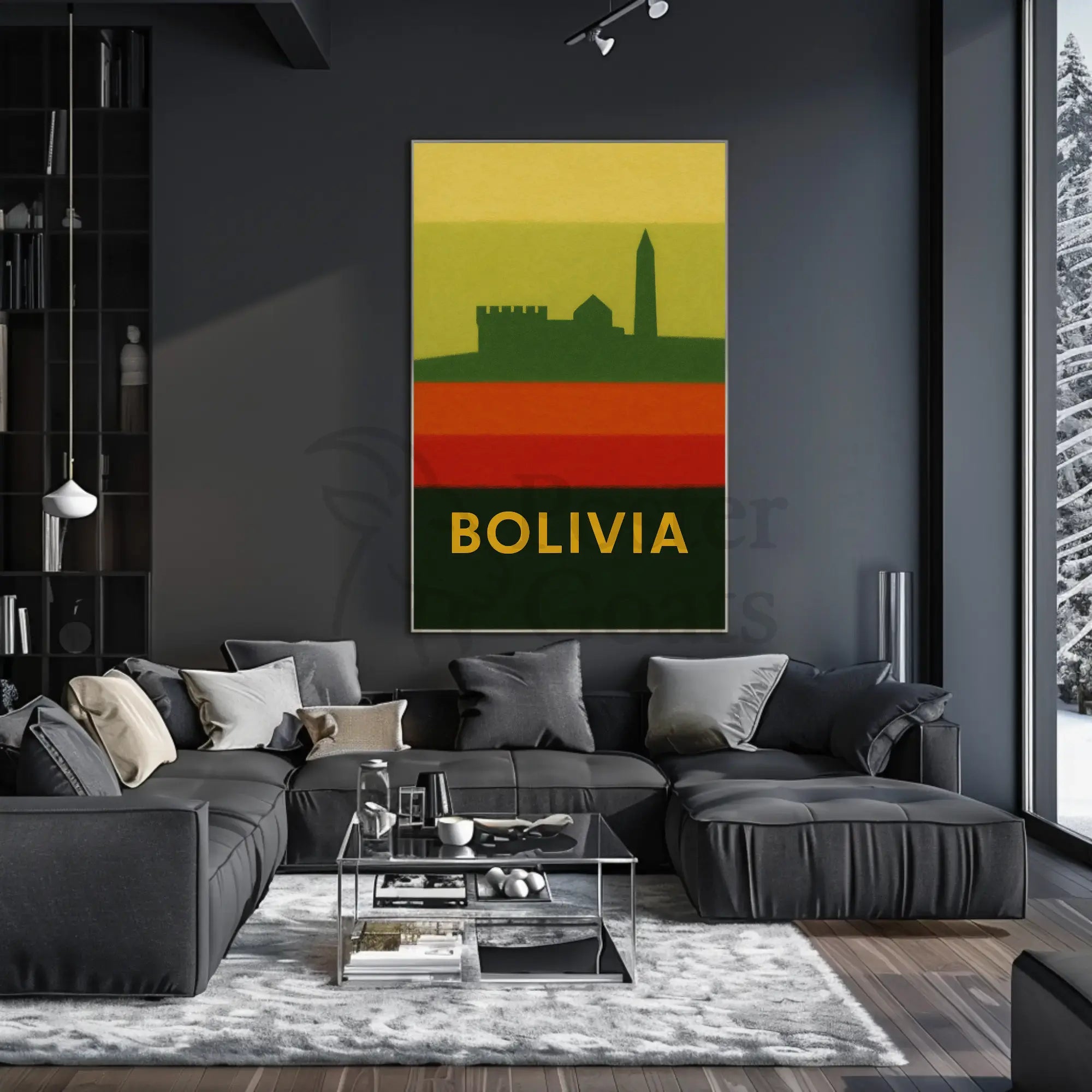 Bolivia Architecture Silhouette in Vibrant Colors Travel Poster PosterGoat