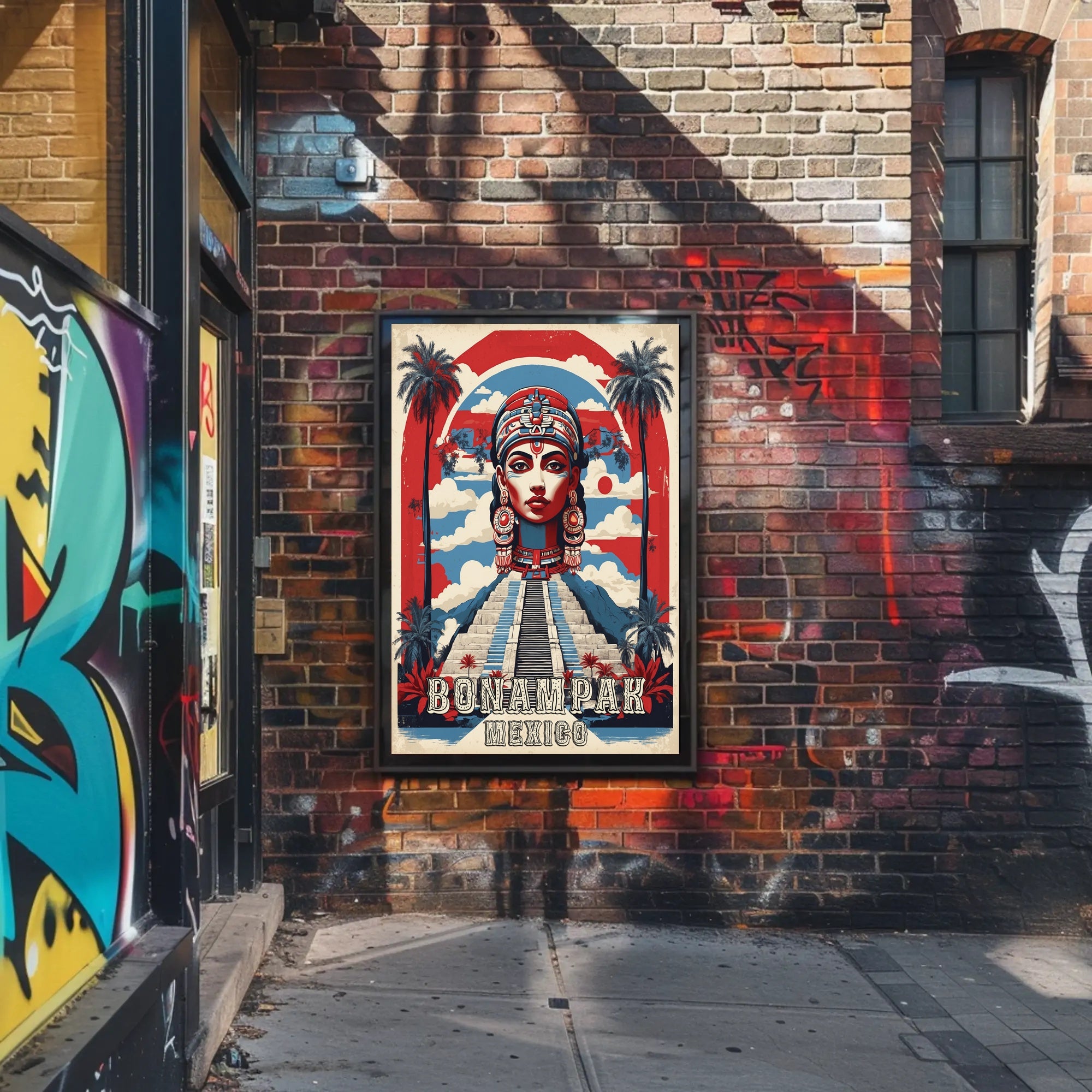 Bonampak Mayan Culture Heritage Vibrant Artistic Poster PosterGoat